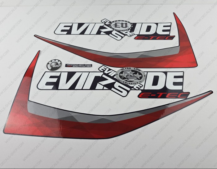 Evinrude 75HP E-tec 2014-2015 Blue Cowl Outboard Decal Kit